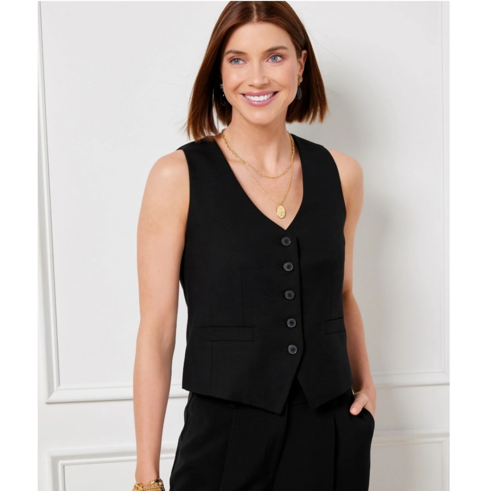 Talbots, Black Button-Up Vest